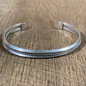 TAHE Sterling Silver Rope Cuff Bracelet